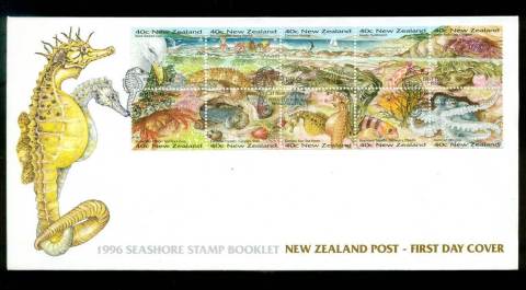 New-Zealand-1996-Seashore-Booklet-pane-10-FDC-lot52865