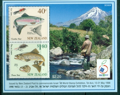 New-Zealand-1998-Fish-Trout-Israel-MS-MUH-Lot29873