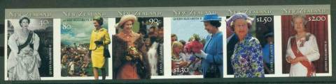 New-Zealand-2001-QEII-75th-Birthday-Stamp-Points-IMPERF-Strip-MUH-Lot23448