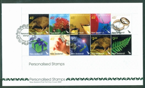 New-Zealand-2005-Personalised-Stamps-MS-FDC-Lot19034