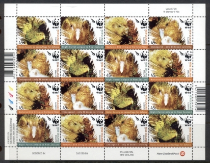 New-Zealand-2005-WWF-Kakapo-Bird-sheetlet-MUH