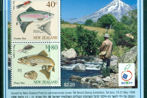 New-Zealand-1998-Fish-Trout-Israel-MS-MUH-Lot29873
