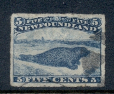 Newfoundland-1876-79-Harp-Seal-5c-rouletted-FU