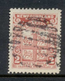 Newfoundland-1910-2c-Arms-of-London-Bristol-Perf-12x14-FU