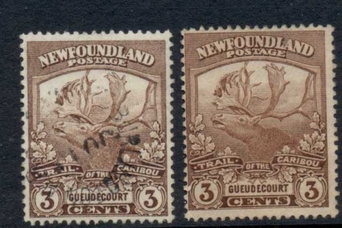 Newfoundland-1919-3c-Caribou-2xshades-FU