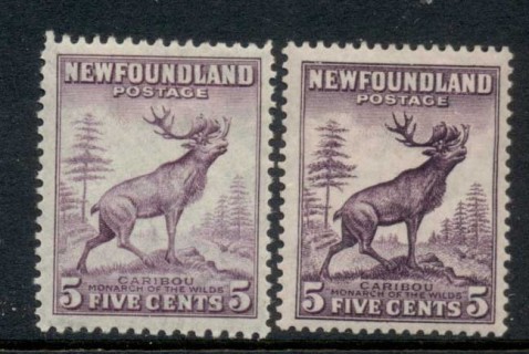 Newfoundland-1932-37-Views-5c-Caribou-Die-I-II-MLH