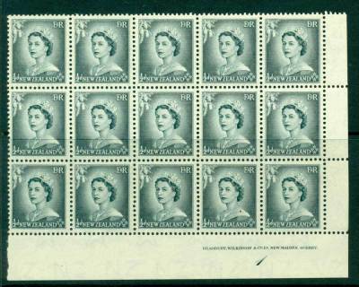 New Zealand 1954 QEII 1/2d Grey Plate 1 Block 15