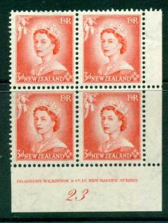 New Zealand 1954 QEII 3d Vermillion Plate 23 Block 4