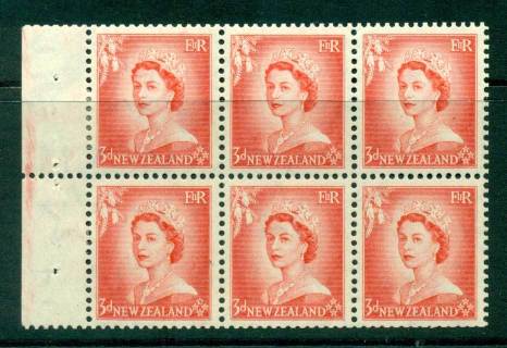 New Zealand 1956 QEII 3d Vermillion Booklet Pane Wmk Upright