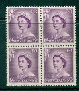 New Zealand 1954 QEII 6d Purple Block 4