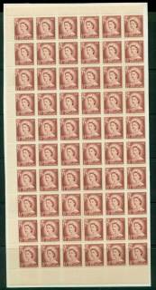 New Zealand 1956 QEII Redrawn 1½d Lake Brown Plate 10 Part Sheet 60 before Retouching