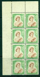 New Zealand 1954 QEII 9d Black & Green Corner Block 8