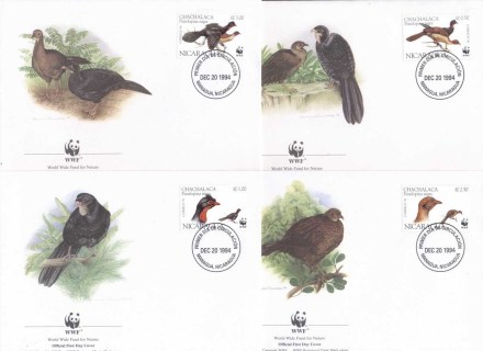 Nicaragua-1994 WWF Highland Quail, bird FDC