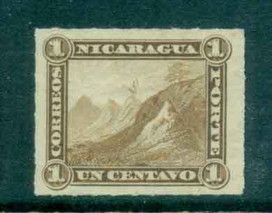 Nicaragua-1878-80-1c-Liberty-cap-on-Mountain-Rouletted-MNG-Lot46756