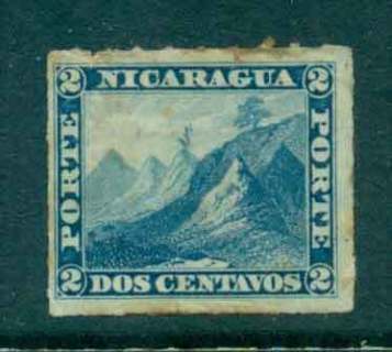 Nicaragua-1878-80-2c-Liberty-cap-on-Mountain-Rouletted-tone-spots-MH-Lot46757