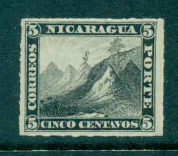 Nicaragua-1878-80-5c-Liberty-cap-on-Mountain-Rouletted-MH-Lot46758