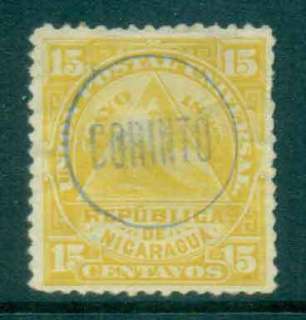 Nicaragua-1882-15c-Seal-of-Nicaragua-Used-CORINTO-Lot46759