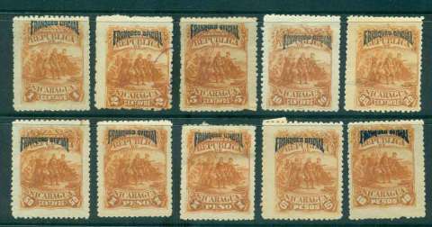 Nicaragua-1892-Officials-10-MLH-FU-lot43137