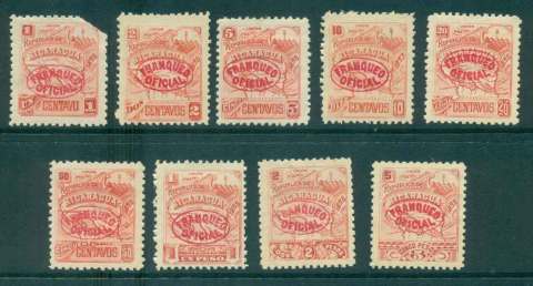 Nicaragua-1896-Officials-No-Wmk-9faults-MLH-lot43141