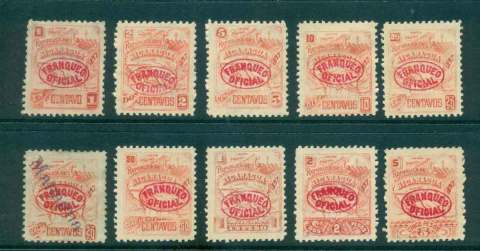 Nicaragua-1897-Officials-Wmk-10faults-MLH-FU-lot43143