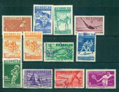 Nicaragua-1949-Amateur-baseball-Asst-12MH-FU-lot43164