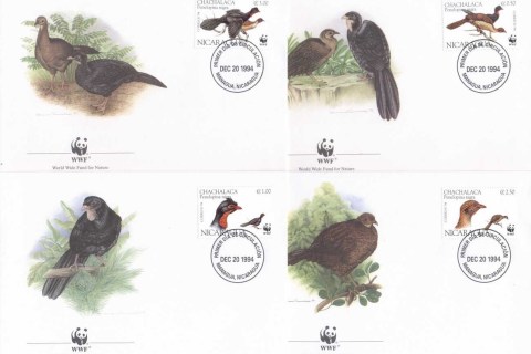 Nicaragua-1994 WWF Highland Quail, bird FDC