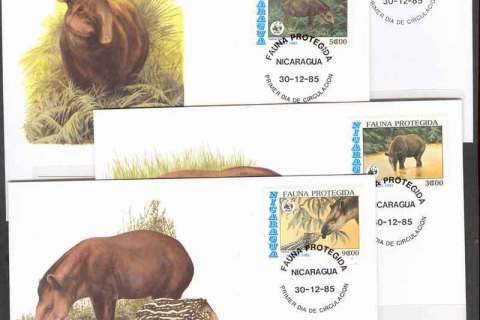 Nicaragua-1985-WWF Cental American Tapir FDCs