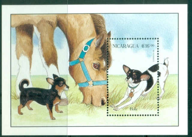 Nicaragua-1996-Greeting-Stamps-Dogs-MS-MUH_1