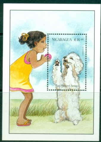 Nicaragua-1996-Greeting-Stamps-Dogs-MS-MUH_2
