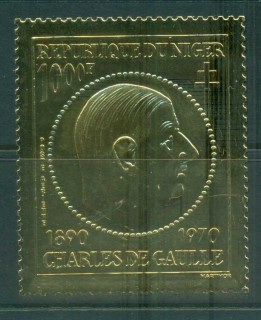 Niger 1971 Charles de Gaulle, Embossed Gold Foil