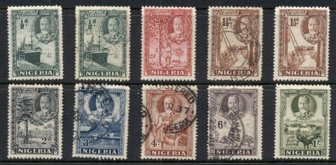 Nigeria-1936-KGV-Pictorials-Assorted-MLH-FU