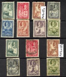 Nigeria-1936-KGV-Pictorials-Asst-tones-MH-FU-Lot14772