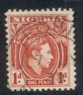 Nigeria-1938-51-KGVI-Pictorial-1d-KGVI-Portrait-carmine-FU