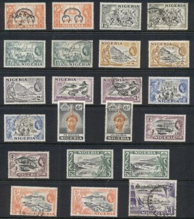 Nigeria-1953-57-QEII-Pictorials-Assorted-FU-MLH