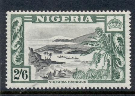 Nigeria-1953-QEII-Pictorial-2-6d-Victoria-Harbour-MLH