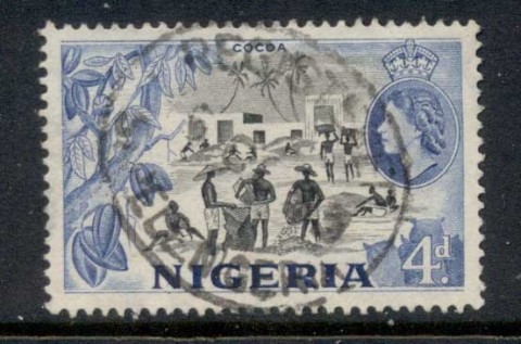 Nigeria-1953-QEII-Pictorial-4d-Cocoa-FU