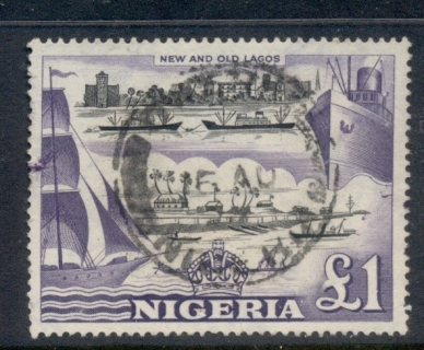 Nigeria-1953-QEII-Pictorials-Lagos-Waterfront-1-pound-FU