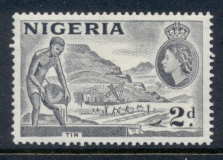 Nigeria-1953-QEII-Pictorials-Mining-Tin-2d-grey-FU