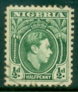 Nigeria-1938-51-KGVI-Portrait-½d-deep-green-Perf-11½-FU