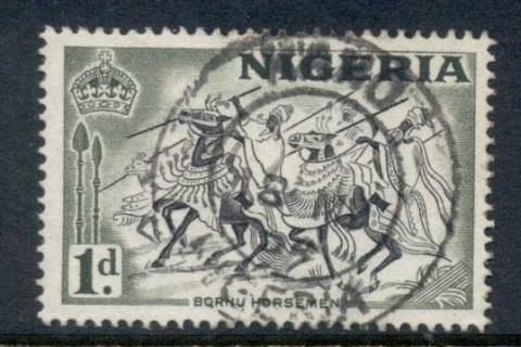 Nigeria-1953-QEII-Pictorials-Borun-Horsemen-1d-FU