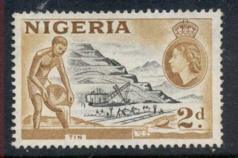 Nigeria-1953-QEII-Pictorials-Mining-Tin-2d-FU