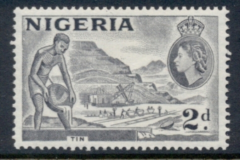 Nigeria-1953-QEII-Pictorials-Mining-Tin-2d-grey-FU