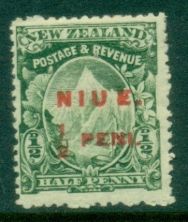 Niue-1902-½d-green-Opt-on-NZ-MLH