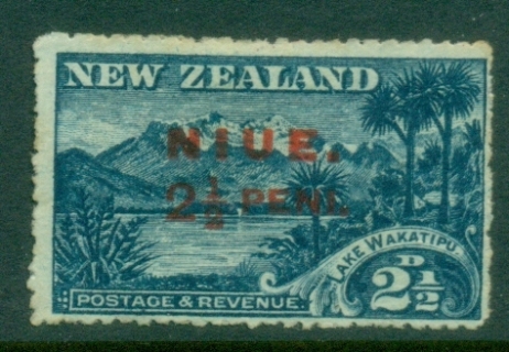 Niue-1902-2½d-Carmine-Opt-on-NZ-Lake-Wakatipu-MNG