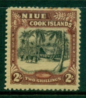 Niue-1938-Village-Scene-2sh-toned-perfs-MLH