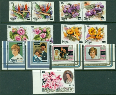 Niue-1983-Pictorials-Flowers-Diana-Surcharged-MLH