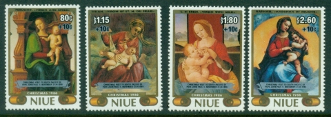 Niue-1986-Xmas-Paintings-in-the-Vatican-Museum-Surcharged-MLH