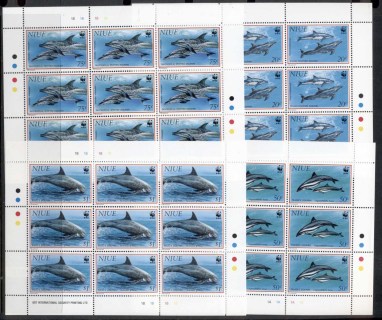 Niue-1993-WWF-Pacific-Dolphins-sheetlets-MUH