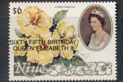 Niue-1991-Flowers-Opt-QEII-65th-Birthday-MUH