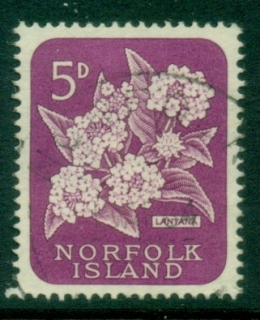 Norfolk-Is-1960-62-Pictorial-5d-Lantana-Flower-FU